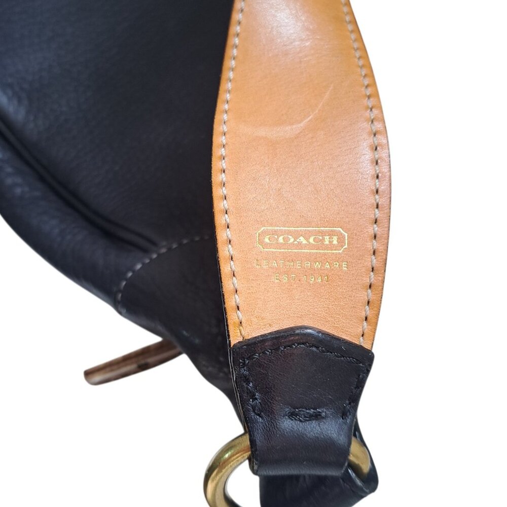 Coach Women's Vintage Black leather Shoulder Hobo Bag Purse C Lining 9624 - Picture 7 of 11